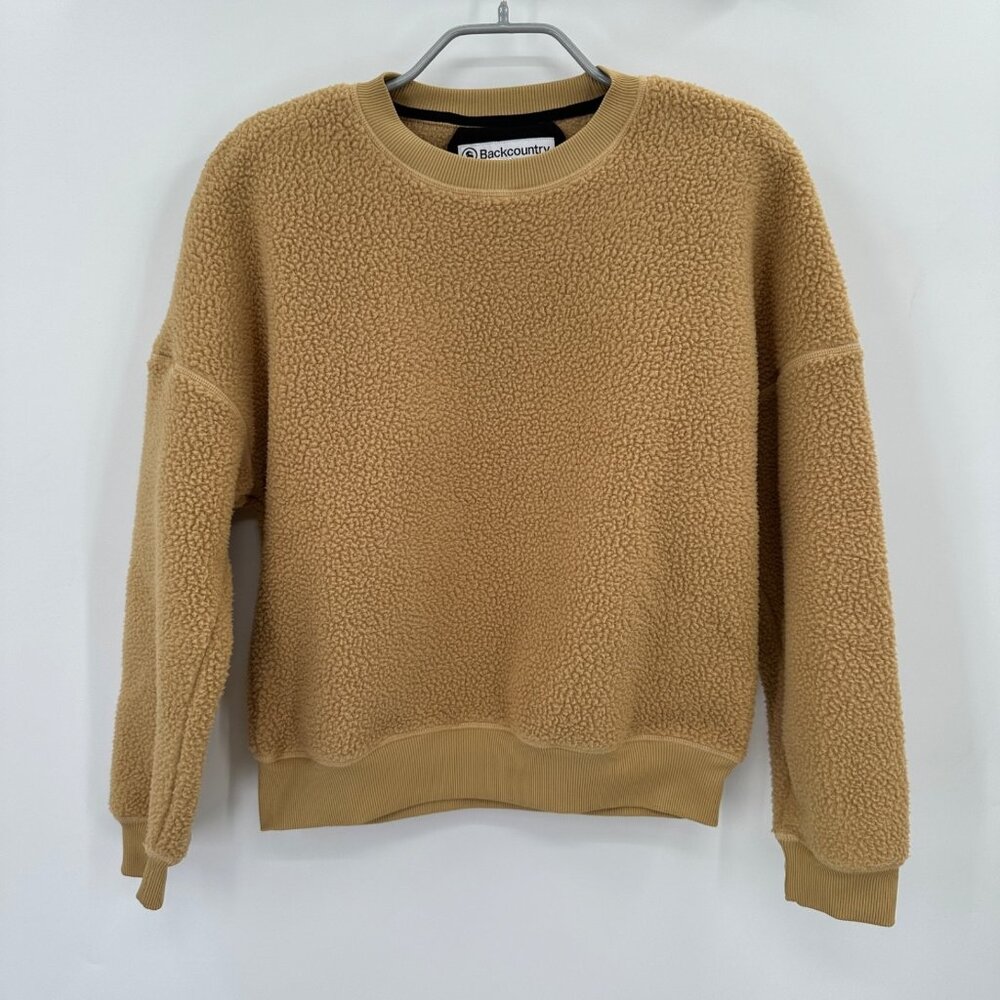 Backcountry Fleece Crew Neck Pullover Sweatshirt size XS Women's in Tan Sherpa